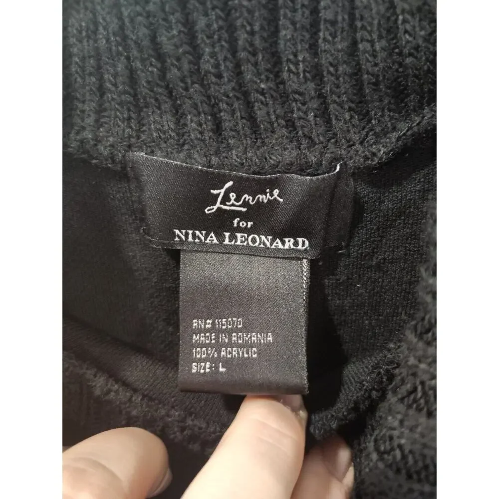 Womens Lennie for Nina Leonard Black Sweater Dress Size L Cocktail Minimalist